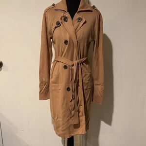 Women's Tan Knit Trench Coat